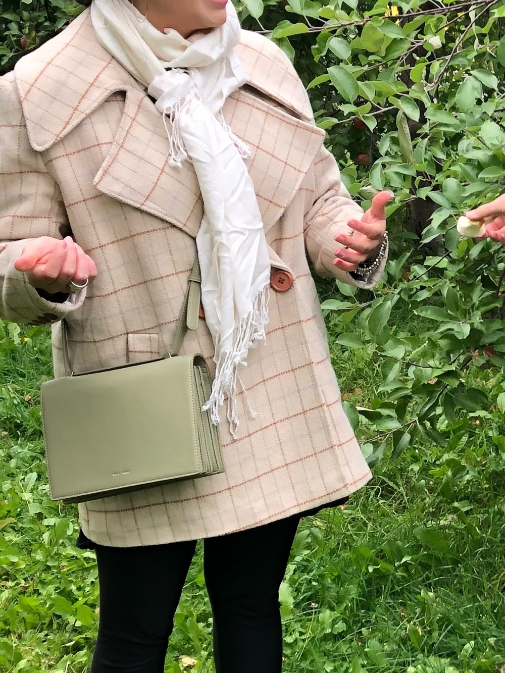 Neutral Plaid Trench Coat - Cream Plaid - Picture 6 of 6